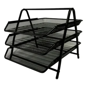 BANDEJA 3 PISOS METAL MALLA NEGRO ALPHA OFFICE